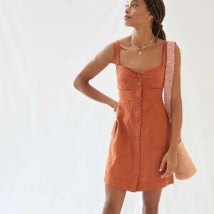 Maeve Terracotta Button-Down Mini Dress